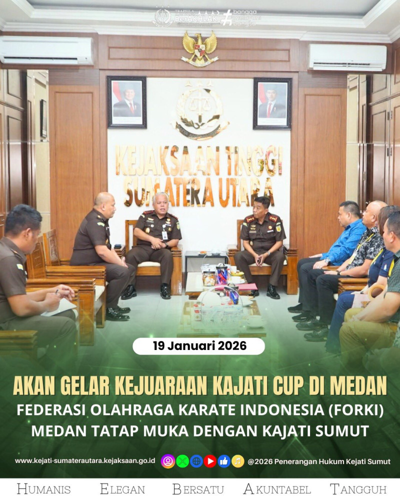 Kajati Sumut Terima Audiensi Forki Medan, Dukung Kejuaraan Karate KAJATI CUP 2026
