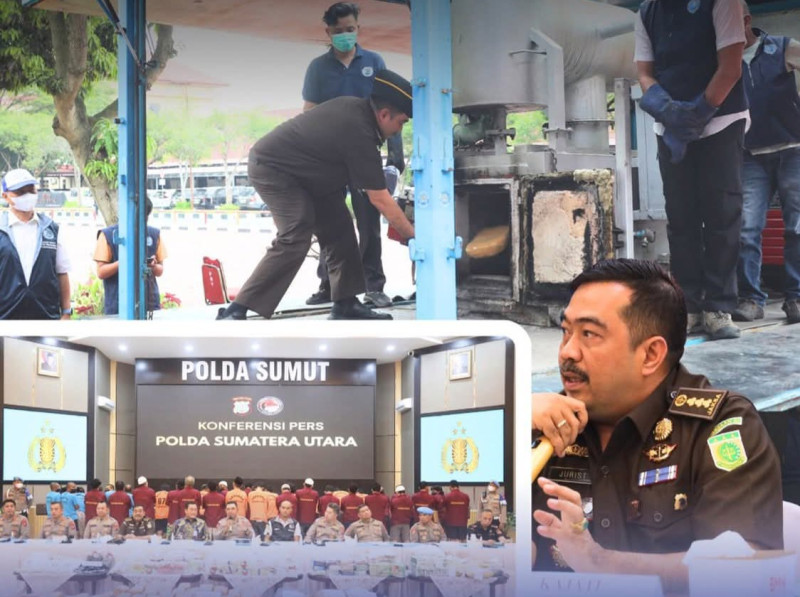 Kajati Sumut Hadiri Konferensi Pers Pengungkapan Kasus Narkotika dan Pemusnahan Barang Bukti di Mapolda Sumut