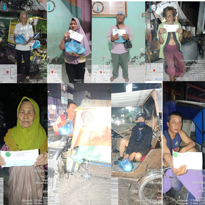 RAMADHAN KE-26, BAKOPAM SUMUT SALURKAN SANTUNAN DAN SEMBAKO UNTUK TUNA NETRA, PENARIK BECAK DAN LANSIA