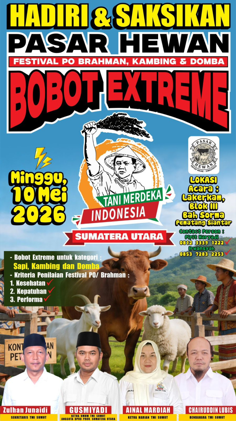 Jelang Idul Adha, Tani Merdeka Sumut Gelar Festival Hewan Kurban &ldquo;Bobot Extreme&rdquo;