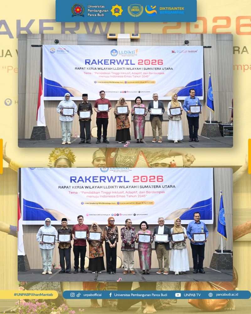 Prestasi membanggakan kembali ditorehkan UNPAB dalam ajang Rakerwil LLDIKTI Wilayah I Tahun 2026 di Berastagi