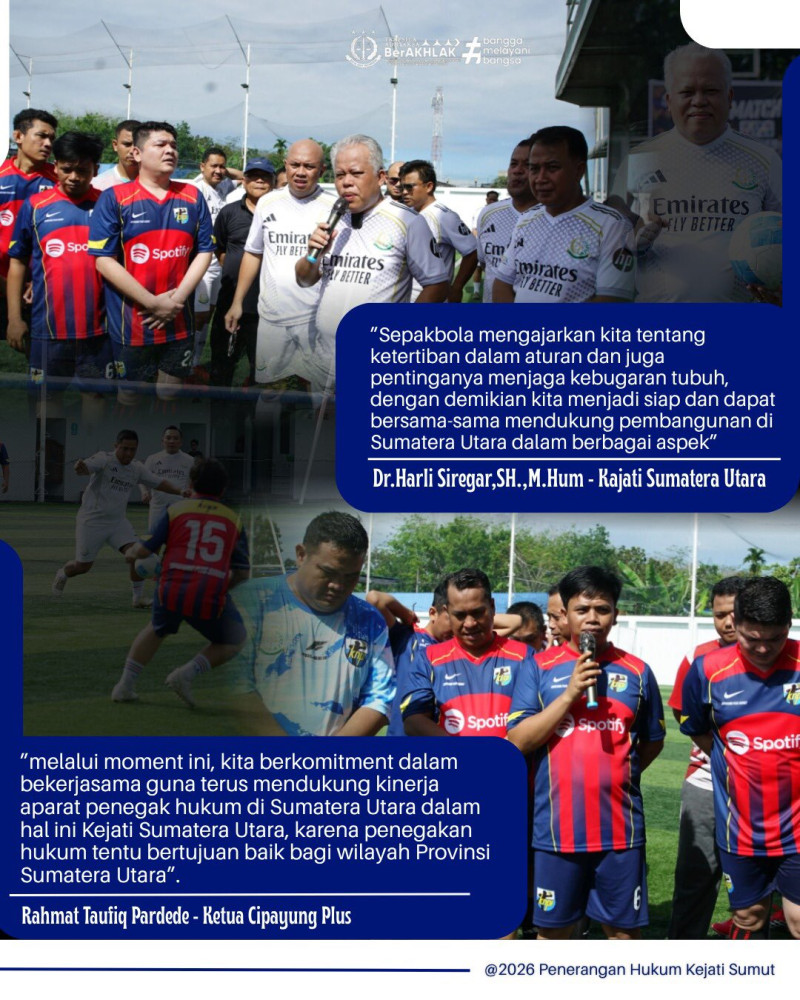 Kejati Sumut Gelar Mini Soccer Persahabatan Bersama Cipayung Plus dan KNPI