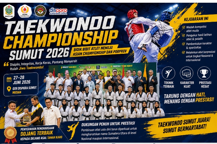 Taekwondo Championship Sumut 2026 Digelar, Bidik Bibit Atlet Menuju Asian Championship dan Porprov