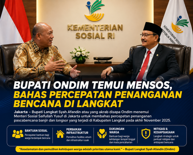 Bupati Ondim Temui Mensos, Bahas Percepatan Penanganan Bencana di Langkat