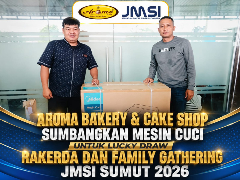 Aroma Bakery & Cake Shop Sumbangkan Mesin Cuci untuk Lucky Draw RAKERDA JMSI Sumut 2026