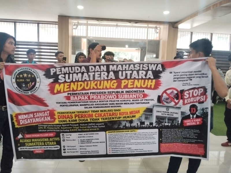PBG dan Tata Ruang Dipertanyakan, Aliansi Mahasiswa Aktivis Sumut Geruduk Dinas Perkim Medan
