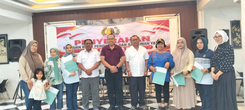 Yayasan Brata Bhakti Sumut Beri Bantuan Beasiswa dan Santunan Kepada Anak Yatim Polri